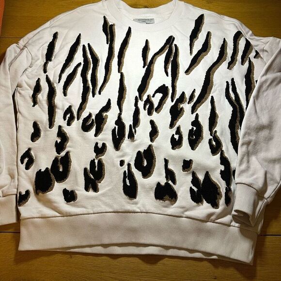 Allsaints textured animal print pullover sweatshirt large - Picture 1 of 9
